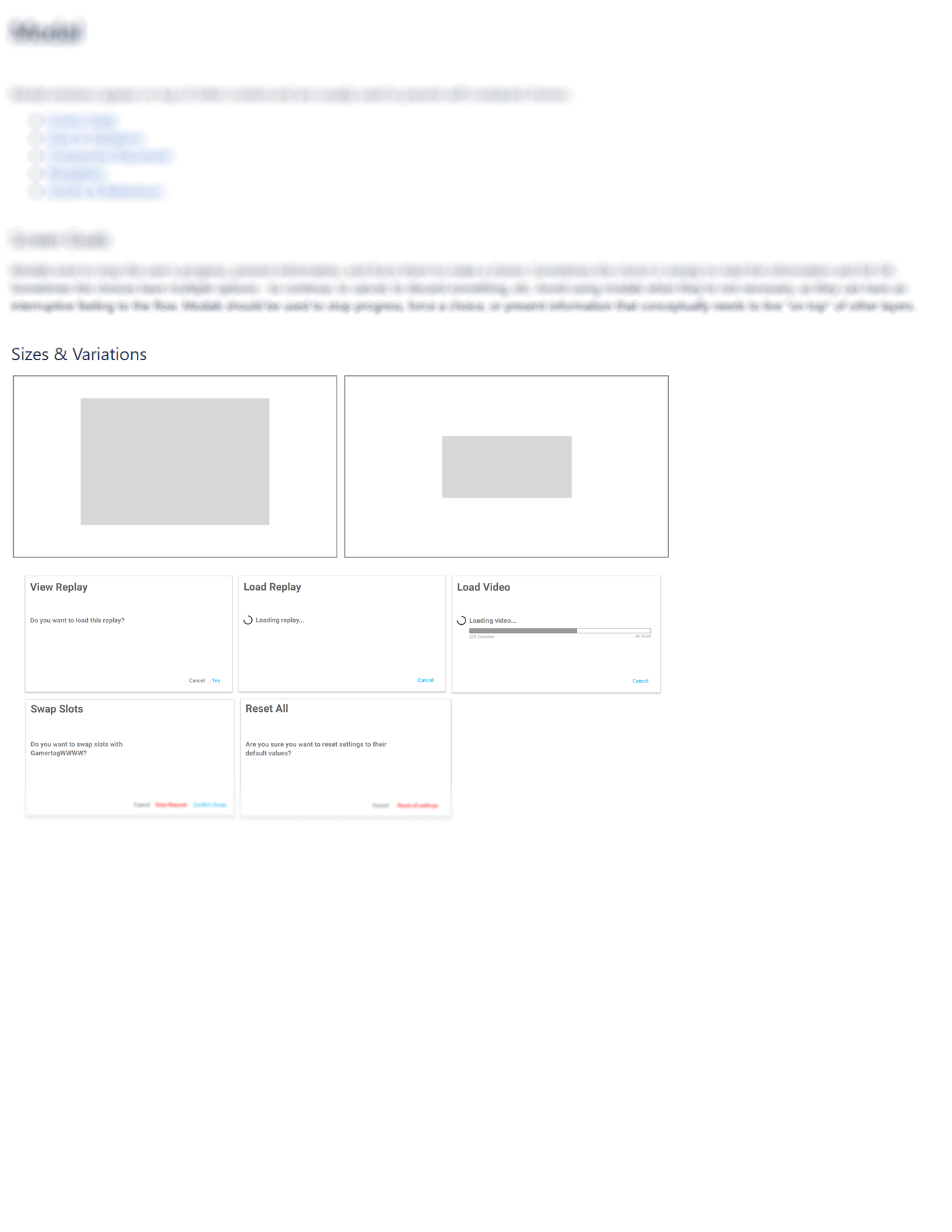Design pattern library rules for modals